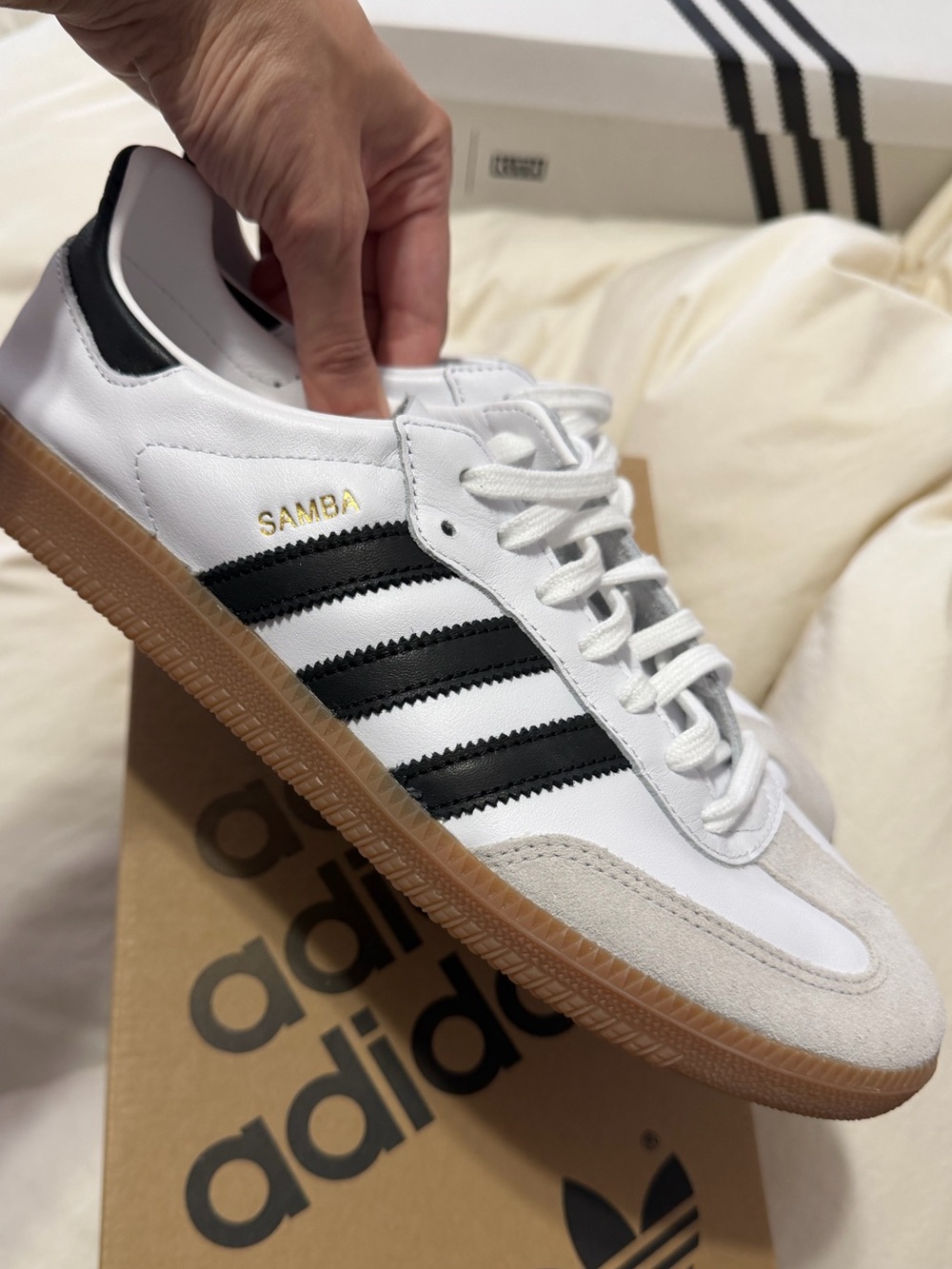 Adidas Samba Decon White and Black Samba Sneakers with Gum Sole